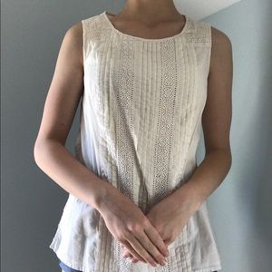 Talbots White Cotton Sleeveless Tunic Top 4